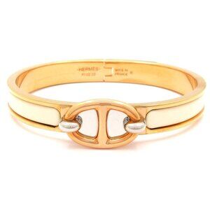 Hermes Bangle Mini Click Chaine-d'ancre Pink Gold Ivory Silver